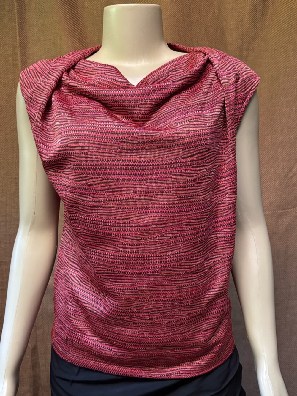 Jones New York Pink and Black Textured Knit Top